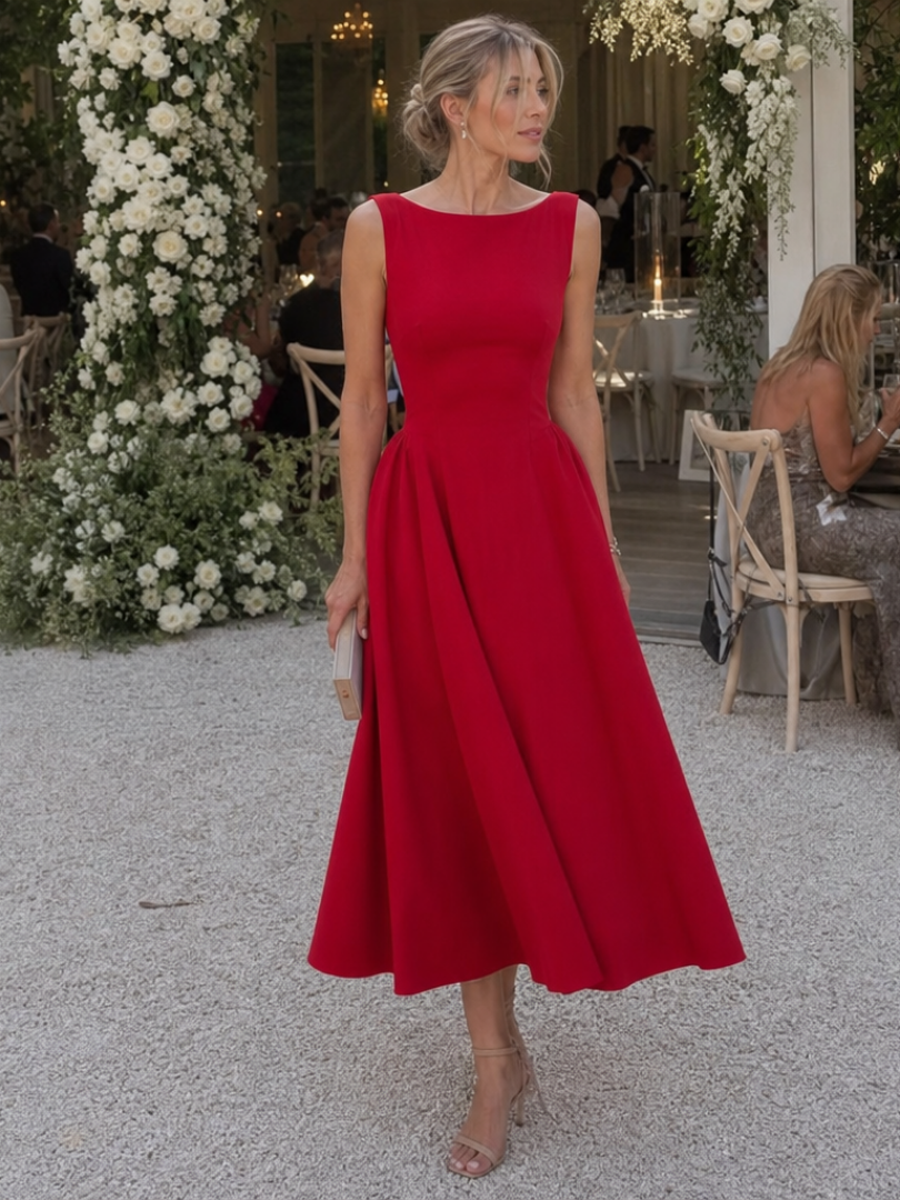 Corane | Vestido midi de corte ajustado sin mangas con cuello redondo