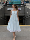 Nathalia | Vestido Midi sin Mangas con Tirantes de Lazo y Patrón de Rayas