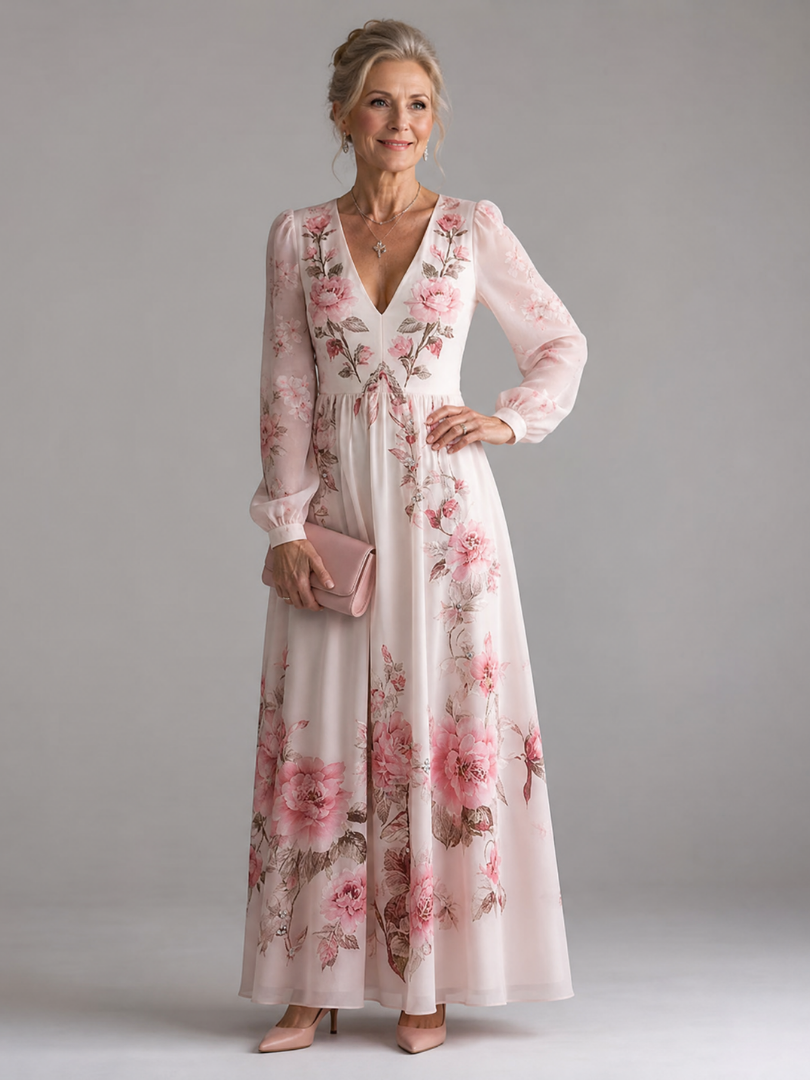 Musal | Vestido Midi de Flujo Natural de Manga Larga