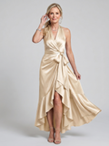 Honora | Vestido Midi Asimétrico con Cuello Halter