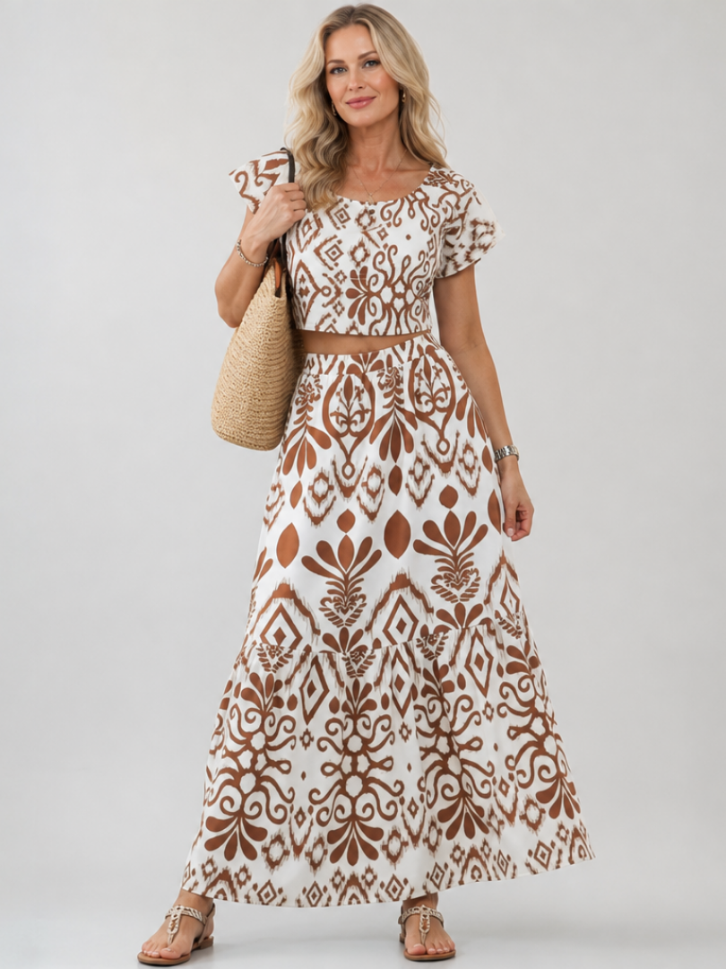 Numan | Vestido midi con mangas cortas acampanadas