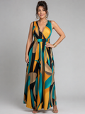 Zarela | Vestido Maxi Sin Mangas con Estampado Abstracto