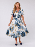 Evans | Vestido Midi Envolvente de Manga Corta con Estampado Floral