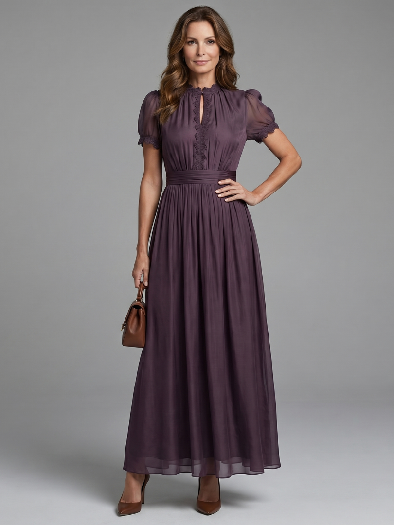 Elia | Vestido Maxi con Cintura Fruncida y Abertura en el Escote