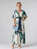 Moglos | Vestido Maxi con Mangas de Volante y Cintura Ajustada