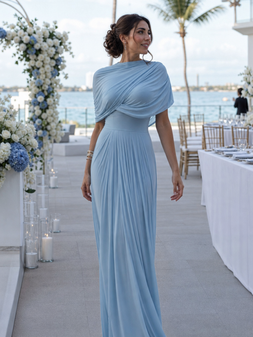 Thael | Vestido Maxi de Cuerpo Drapado de Un Hombro