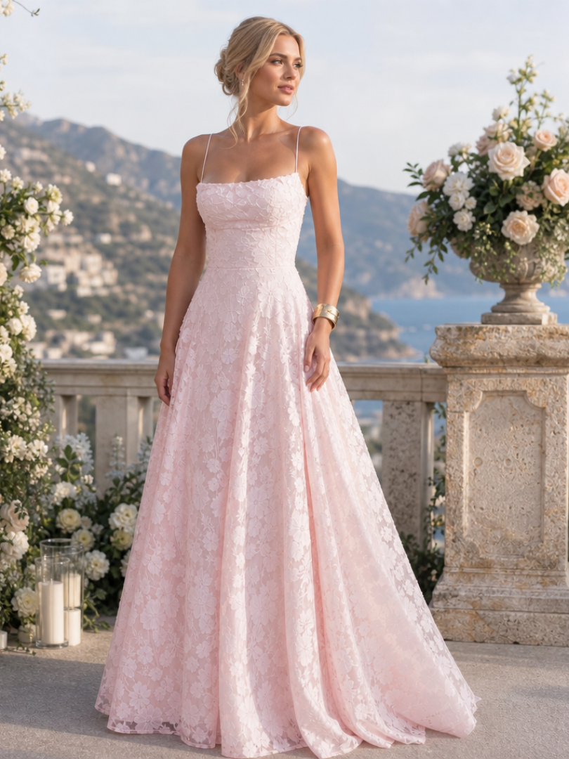 Valenne | Vestido Maxi de Encaje con Tirantes de Espagueti