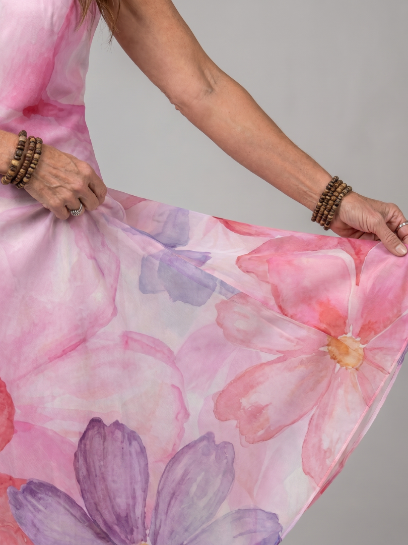 Nemen | Vestido Midi Sin Mangas de Acuarela con Flores