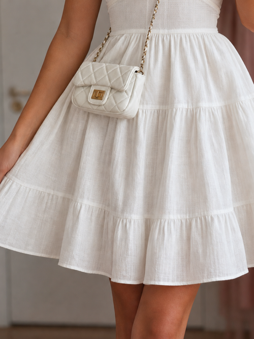 Amake | Vestido Mini con Tirantes de Espagueti y Cuerpo Fruncido