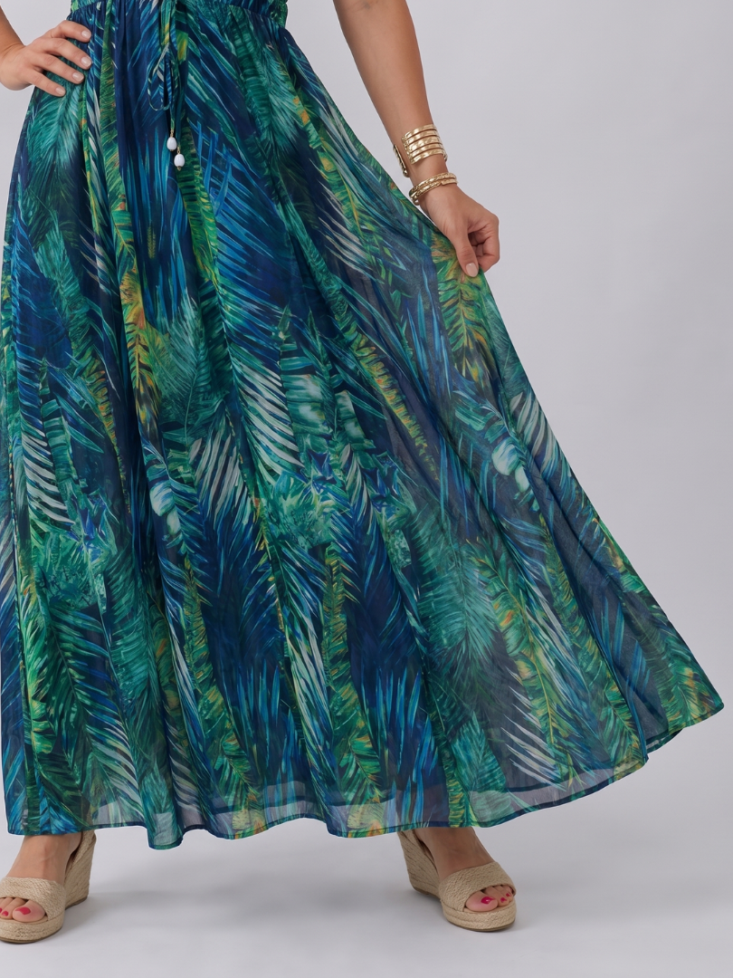 Zake | Vestido Midi Sin Mangas con Cintura Imperio