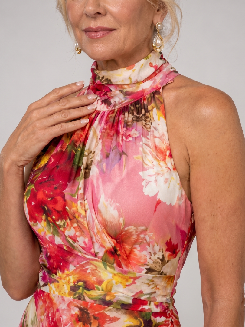 Elisabetta | Vestido Maxi de Impresión Floral con Cuello Halter