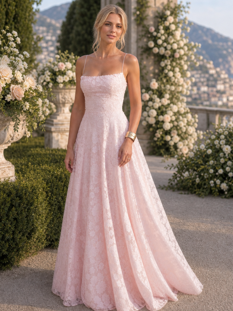 Valenne | Vestido Maxi de Encaje con Tirantes de Espagueti
