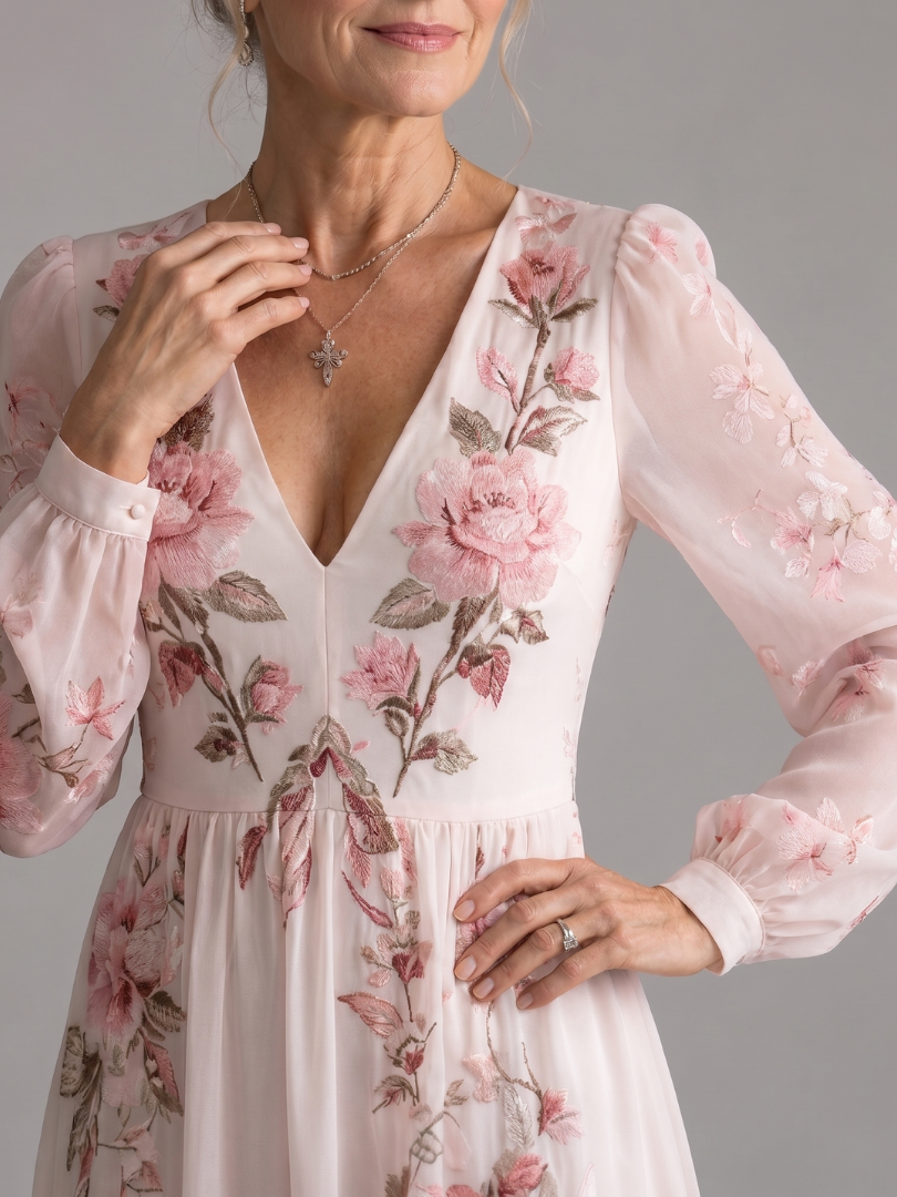 Musal | Vestido Midi de Flujo Natural de Manga Larga