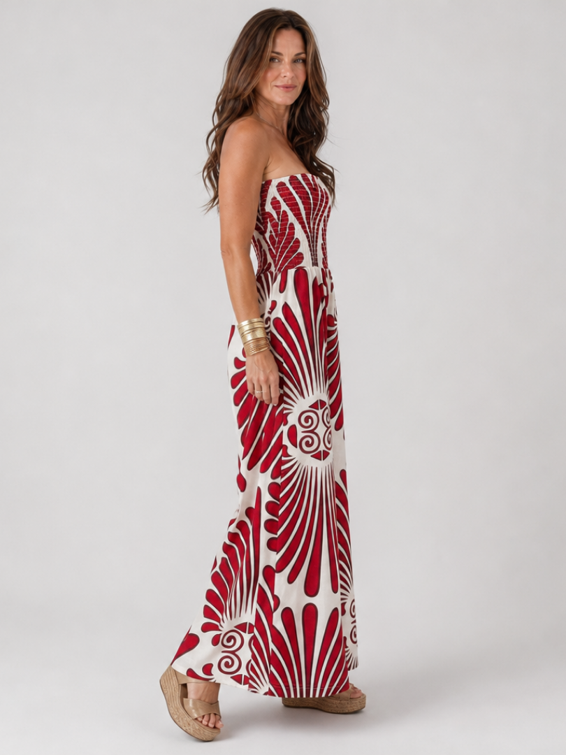 Dyman | Vestido Maxi de Silueta Fluida Sin Tirantes