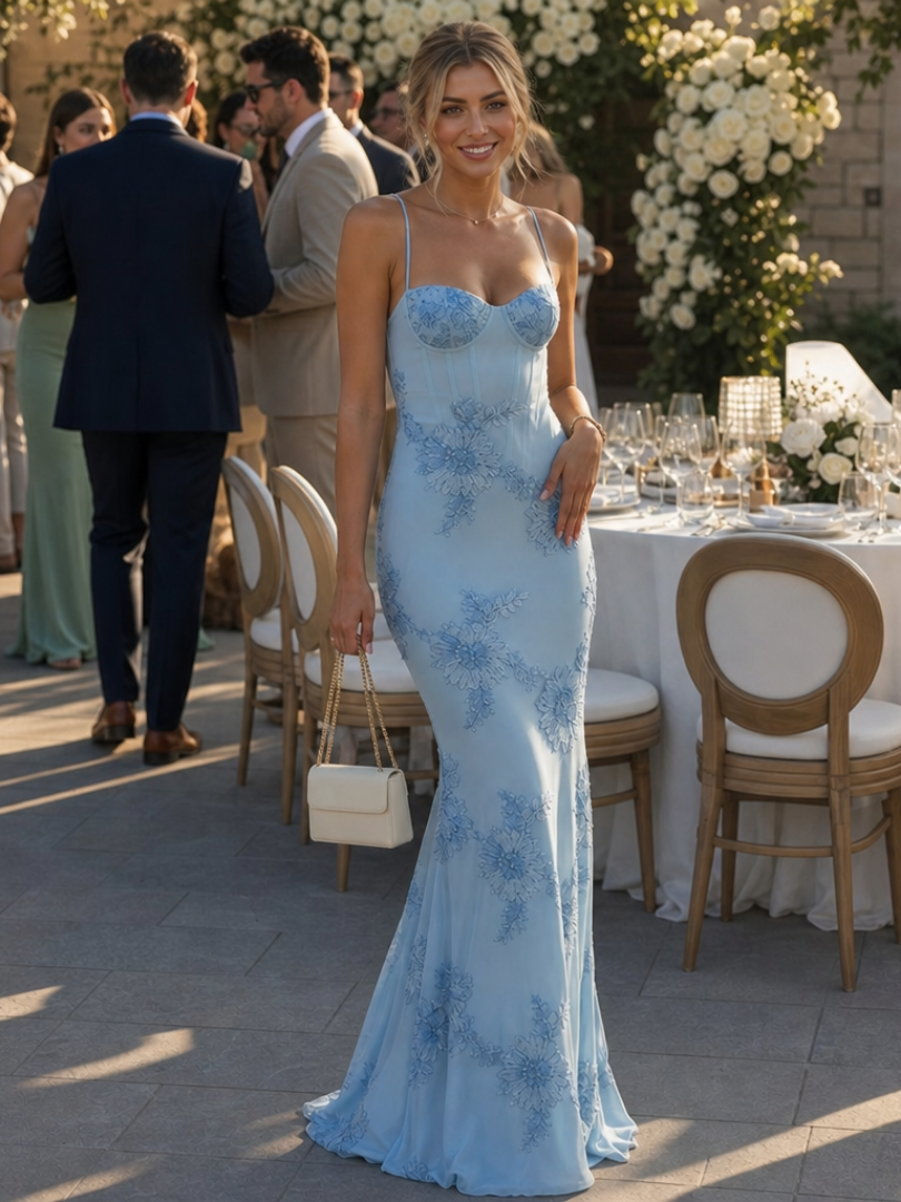 Danica | Vestido Maxi con Corsé y Tirantes de Espagueti