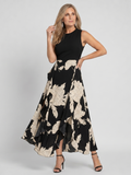 Klasen | Vestido Midi Sin Mangas con Estampado Floral y Dobladillo Asimétrico