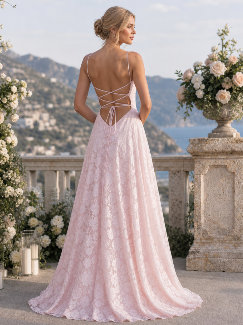 Valenne | Vestido Maxi de Encaje con Tirantes de Espagueti