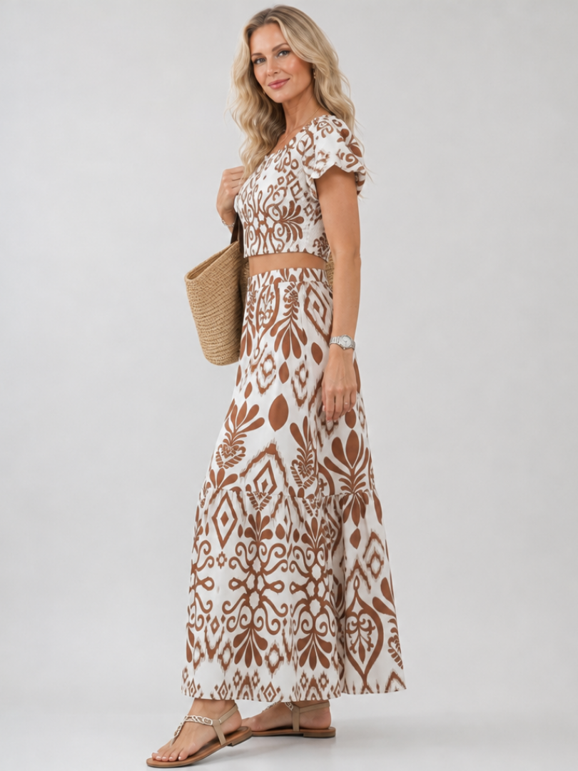 Numan | Vestido midi con mangas cortas acampanadas