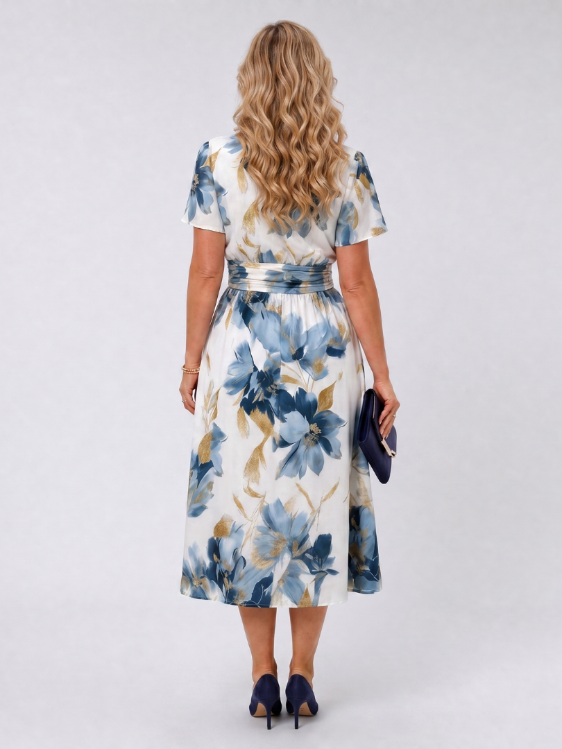 Evans | Vestido Midi Envolvente de Manga Corta con Estampado Floral