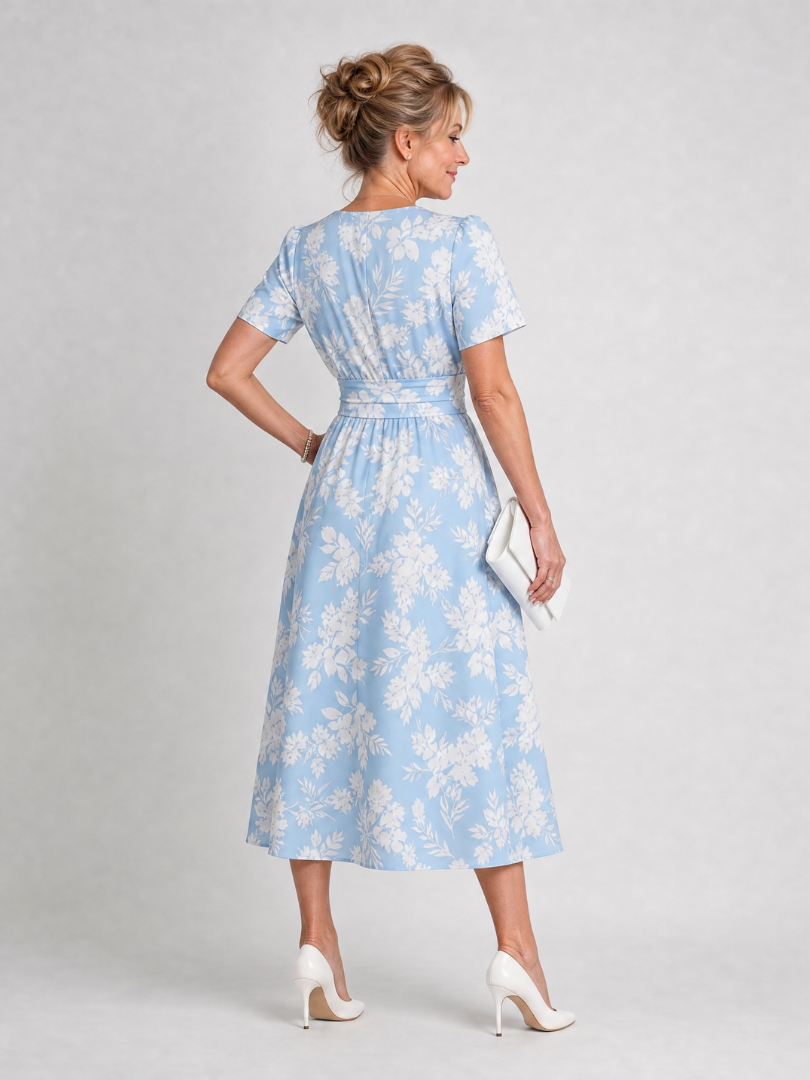 Marion | Vestido Midi de Manga Corta con Estampado Floral