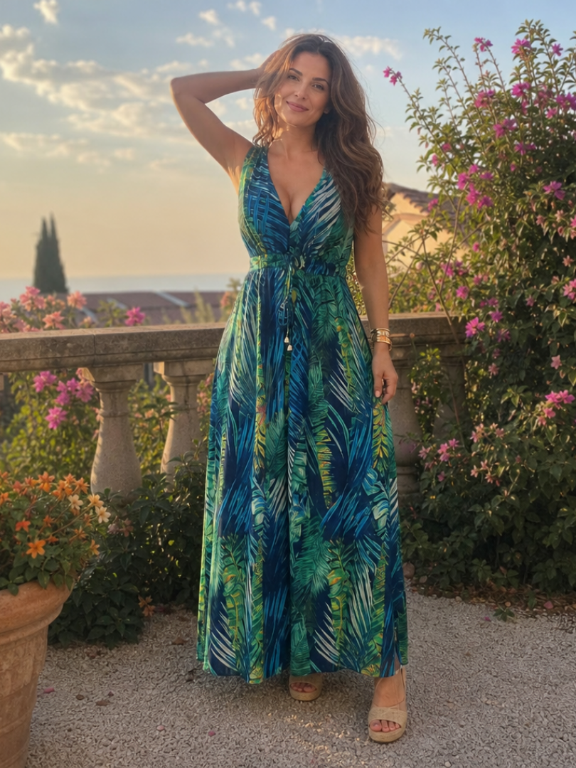 Zake | Vestido Midi Sin Mangas con Cintura Imperio
