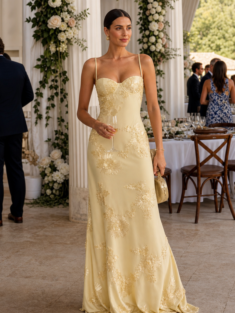 Danica | Vestido Maxi con Corsé y Tirantes de Espagueti