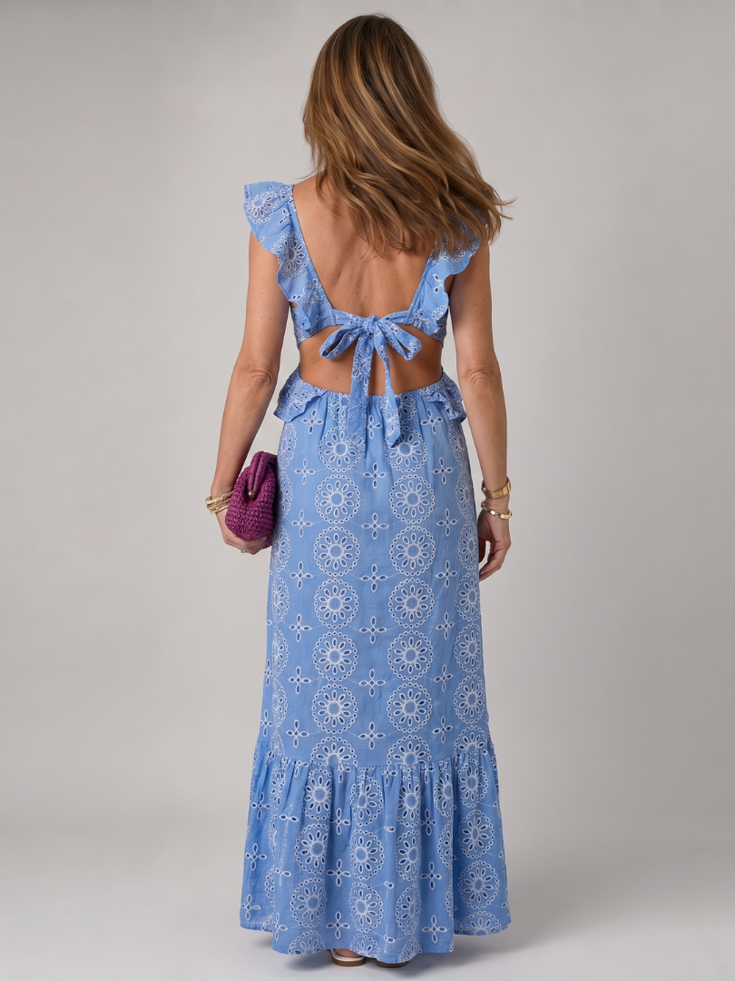 Alure | Vestido Midi Sin Mangas con Detalle de Volantes
