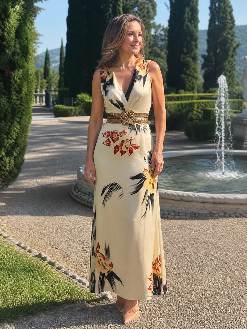 Loimen | Vestido Midi Sin Mangas con Estampado Floral