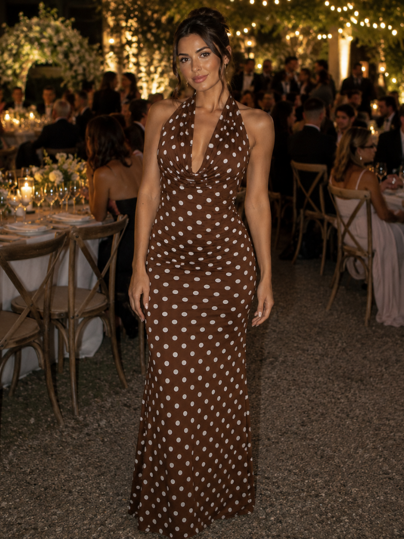 Neverine | Vestido Midi Ajustado con Cuello Halter