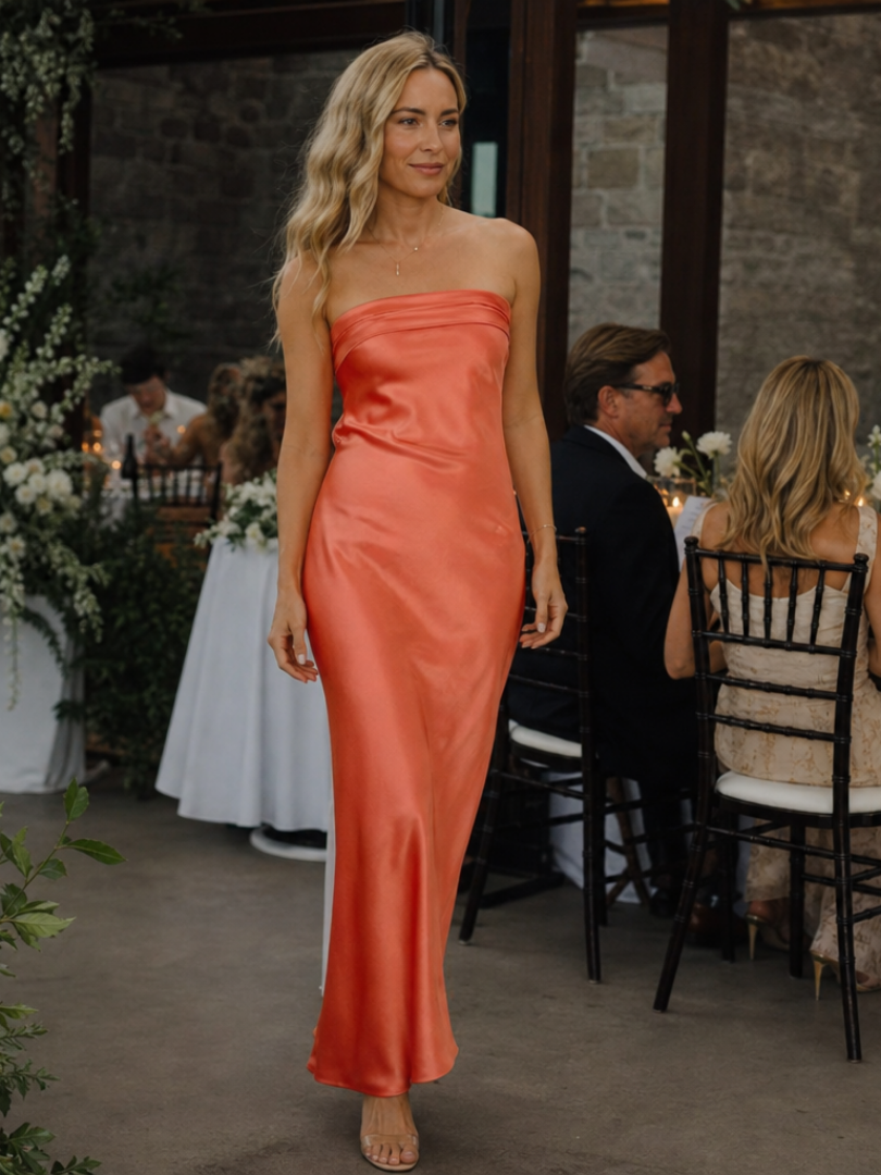 Smoge | Vestido Midi Ajustado Sin Tirantes