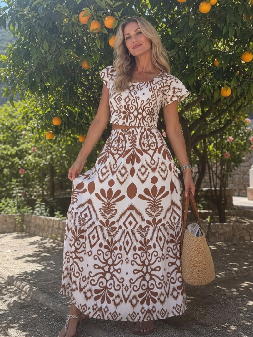 Numan | Vestido midi con mangas cortas acampanadas