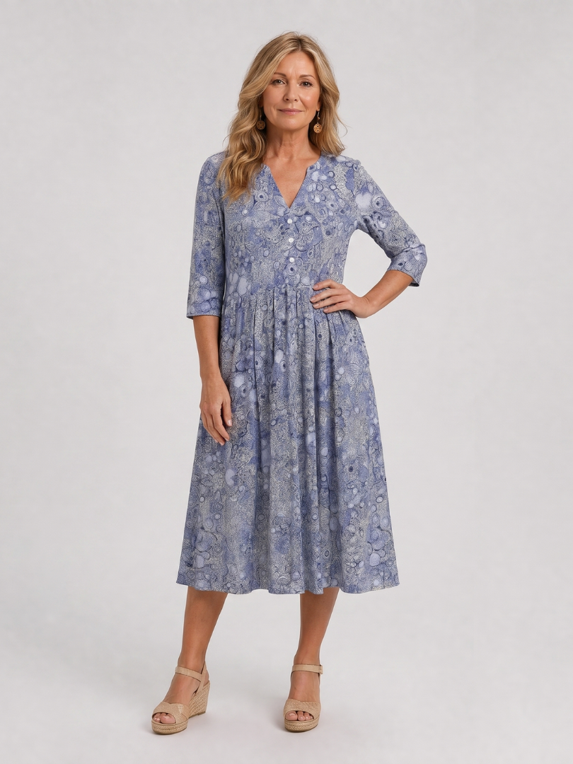 Picao | Vestido Midi de Manga Tres Cuartos Vintage