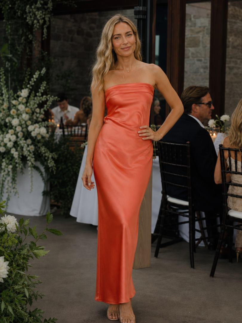 Smoge | Vestido Midi Ajustado Sin Tirantes