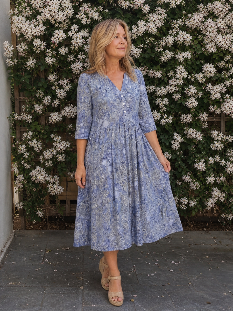 Picao | Vestido Midi de Manga Tres Cuartos Vintage