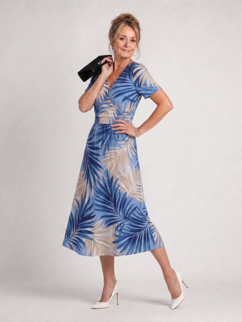 Marion | Vestido Midi de Manga Corta con Estampado Floral