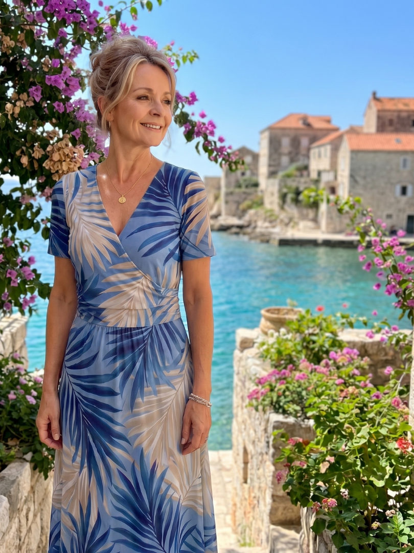 Marion | Vestido Midi de Manga Corta con Estampado Floral