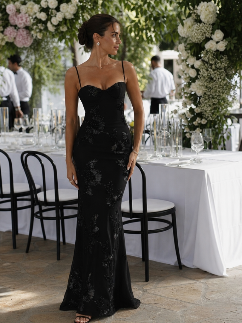 Danica | Vestido Maxi con Corsé y Tirantes de Espagueti