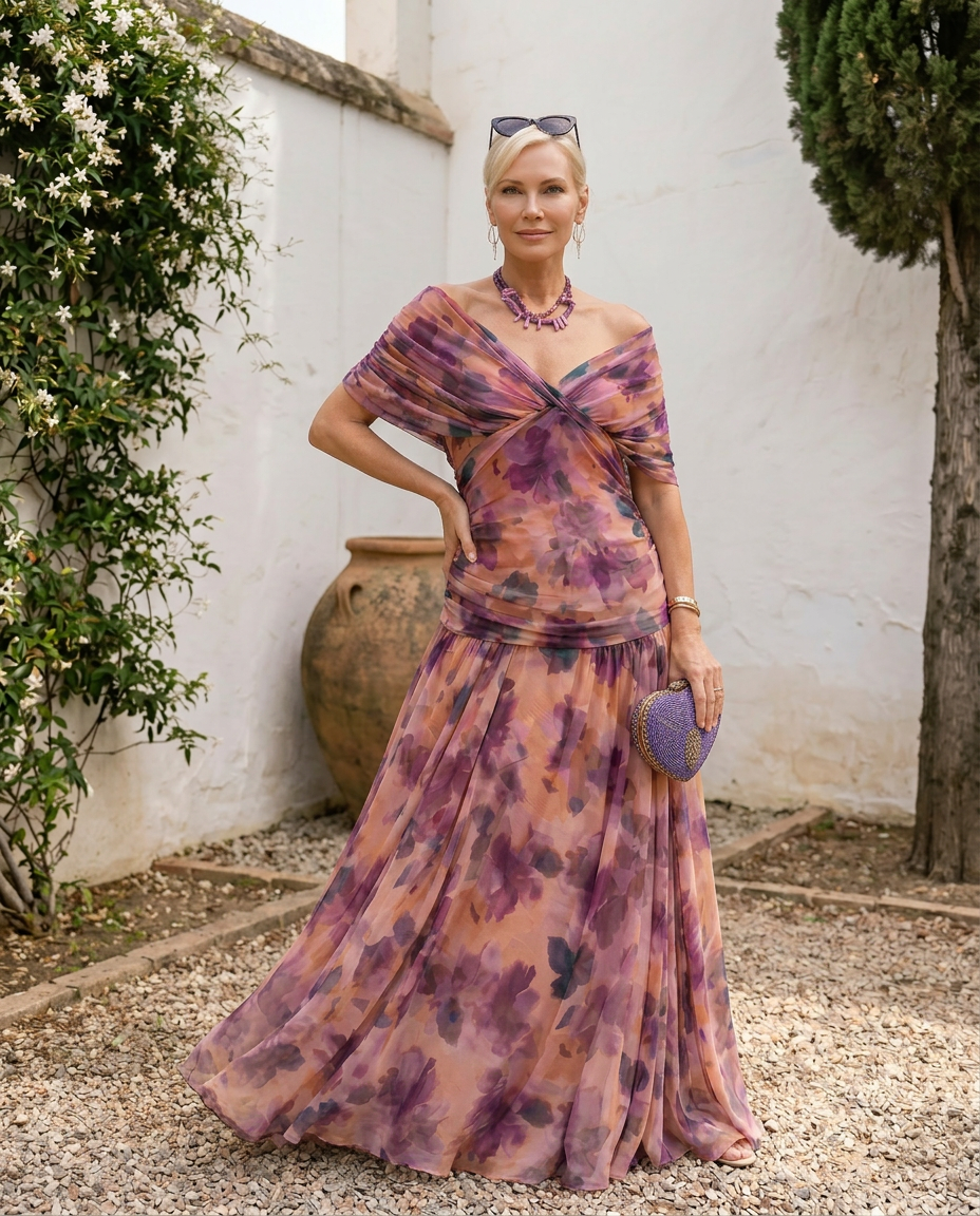 Vestido maxi elegante para fiesta con escote en forma de corazón